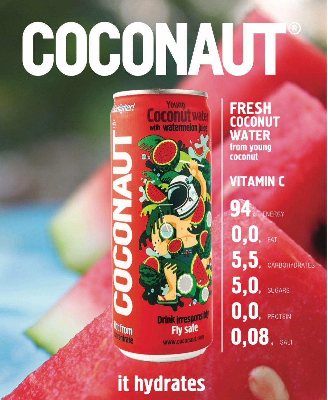 Con melón coco agua water